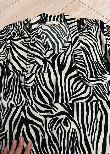 xl Beden gri Renk Kadın Zebra Desenli Uzun Kollu Uzun Elbise