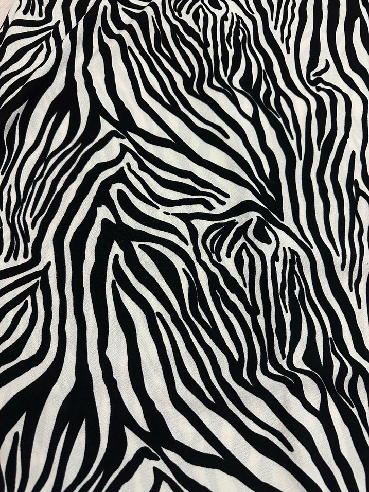 Kadın Zebra Desenli Uzun Kollu Uzun Elbise - Görsel 2