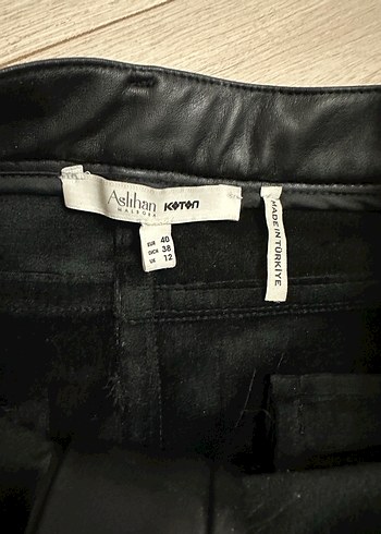l Beden siyah Renk Koton Deri Siyah Kadın Pantolon