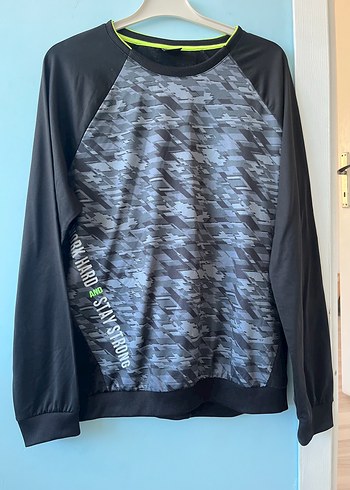 LC Waikiki Siyah Gri Hareketli Desenli Spor Sweatshirt Erkek