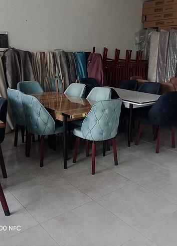 Beden Yeni masa sandalye 6 kişilik mdf masa demir ayakli