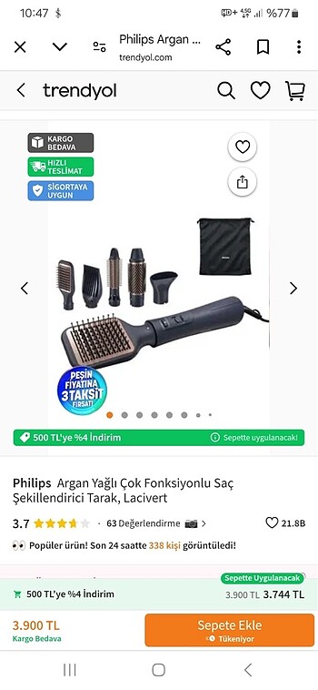 Philips saç şekillendirici tarak