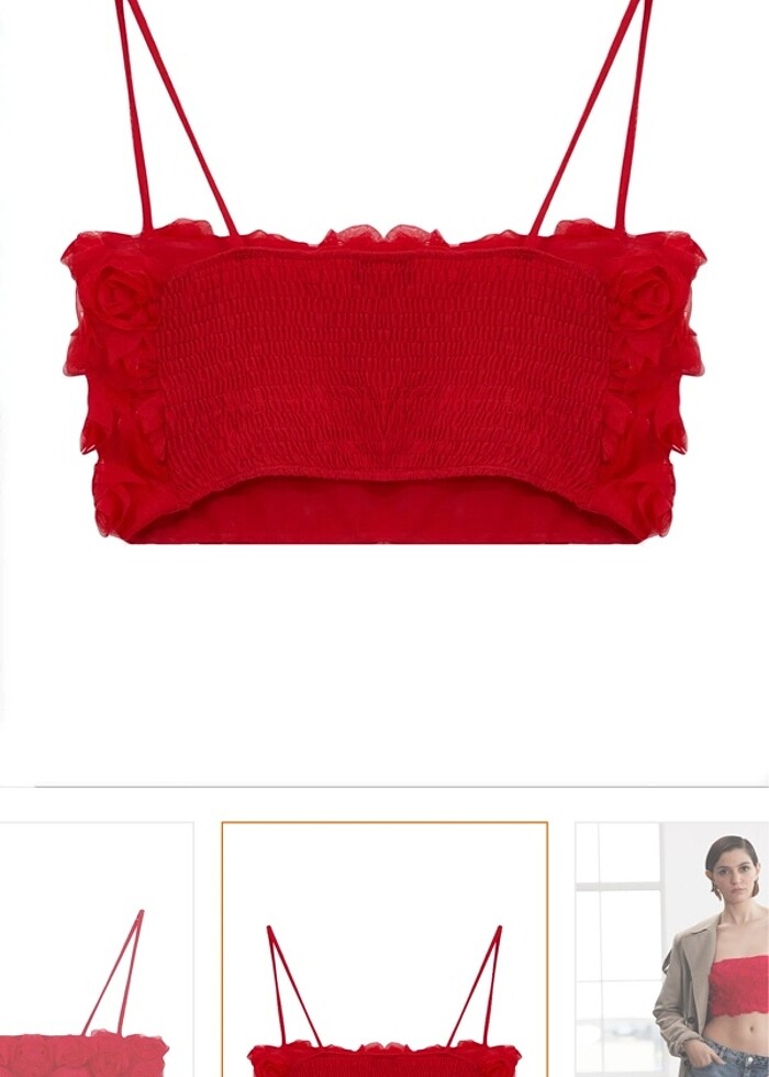 Kırmızı güllü büstiyer - Görsel 2