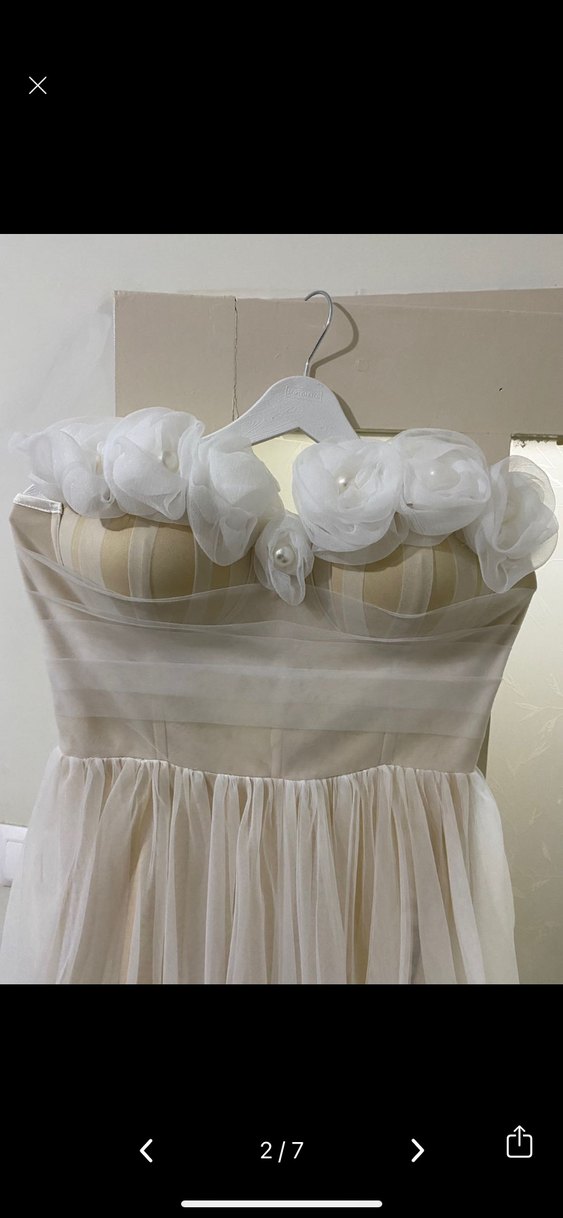 Çiçek Detaylı Straplez Uzun Gelinlik - Görsel 2