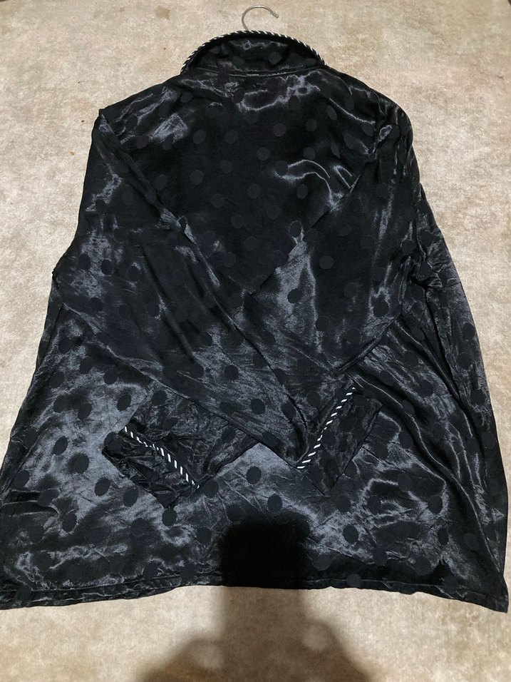 Düğmeli Siyah Kadın saten sabahlık - Görsel 2