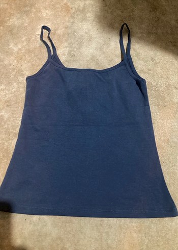 Düğmeli Lacivert Denim Kadın Atlet - Görsel 2