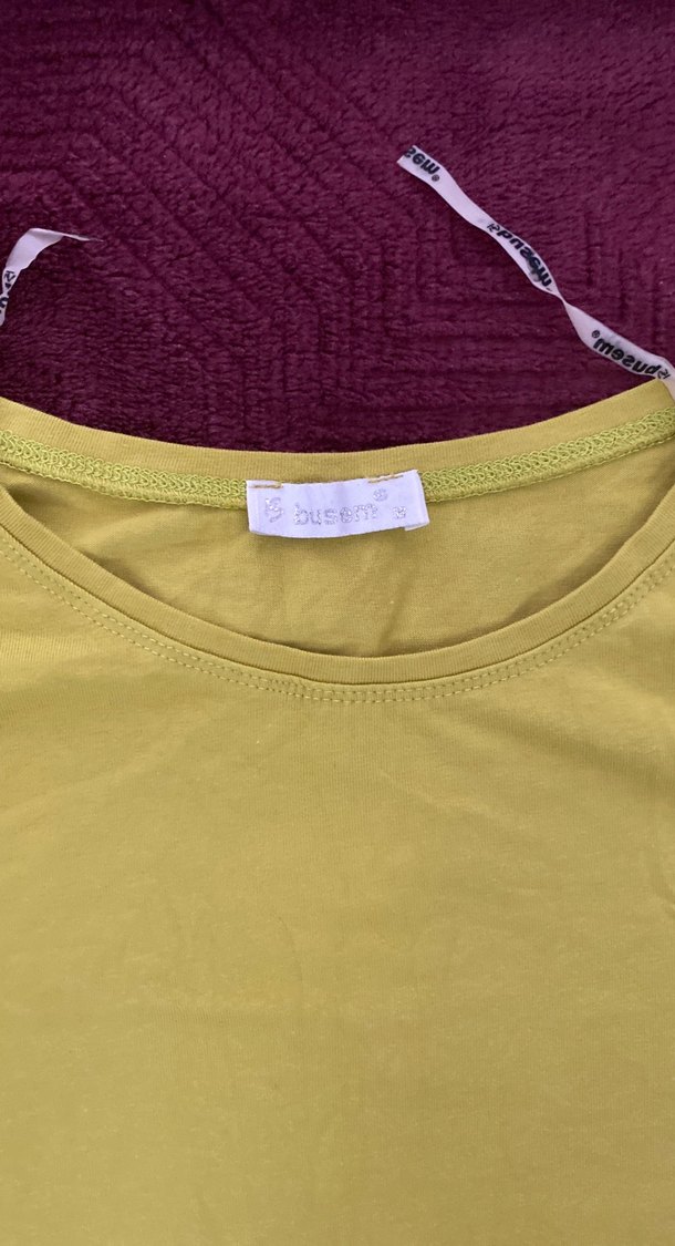 Sarı Düğmeli Uzun Kollu Hamile Tişörtü - Görsel 5