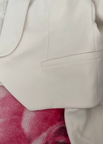 Beyaz Düğmeli Kadın Blazer Ceket - Görsel 4