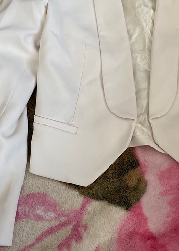 Beyaz Düğmeli Kadın Blazer Ceket - Görsel 2