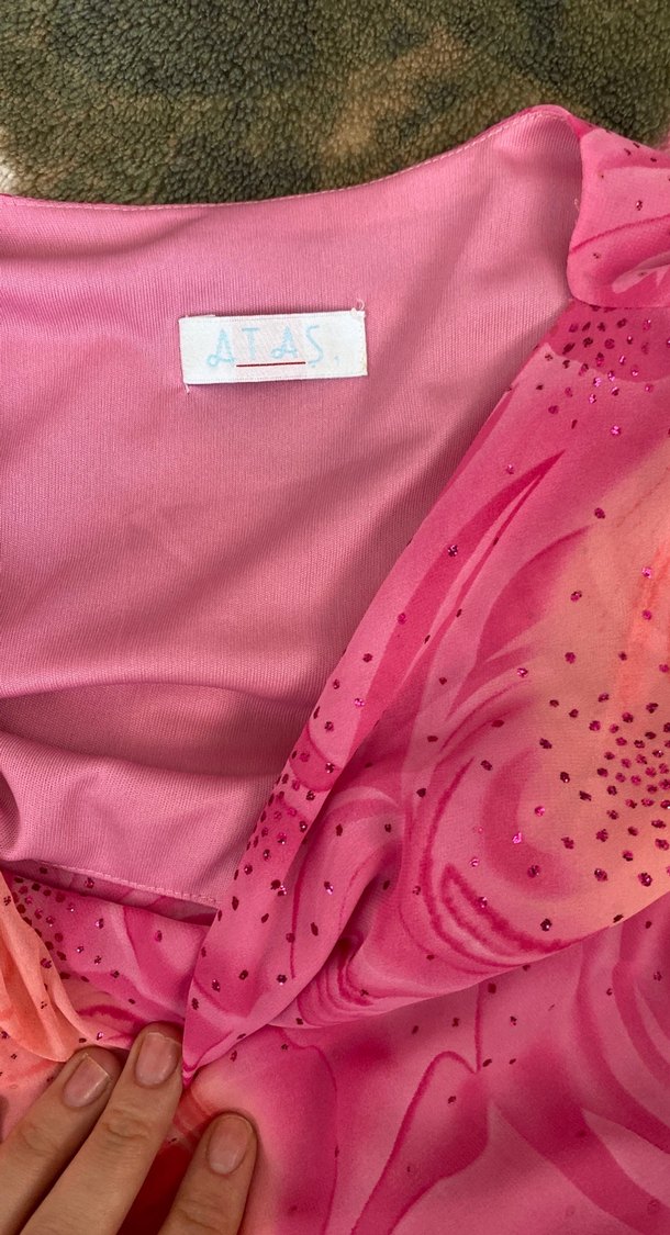 Pembe Bağlama Desenli Uzun Hamile Tunik - Görsel 3