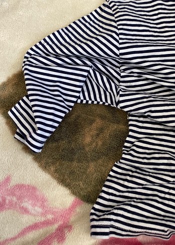 Kadın Lacivert Çizgili Uzun Kollu Bluz - Görsel 4