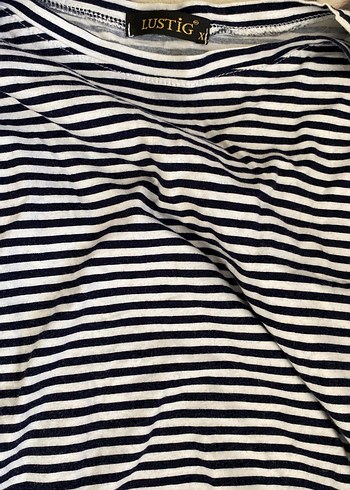 Kadın Lacivert Çizgili Uzun Kollu Bluz - Görsel 2