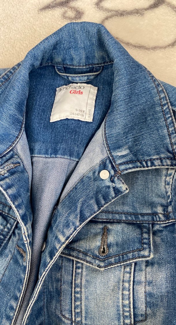 Düğmeli Mavi çocuk Denim Ceket - Görsel 2