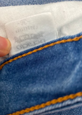 Düğmeli Mavi Kadın Denim Pantolon - Görsel 3