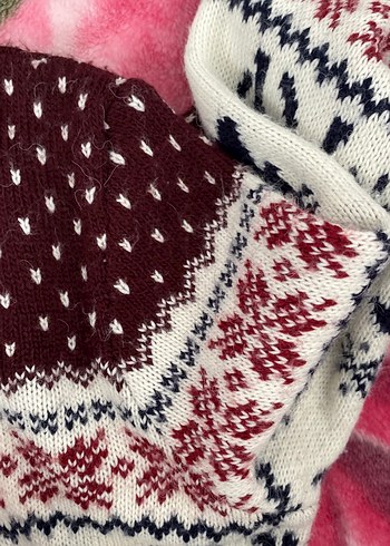 Bordo Bohem Desenli Kadın Triko Kazak - Görsel 3