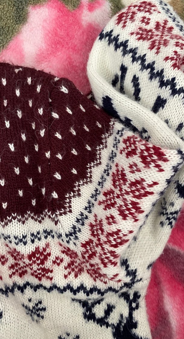 Bordo Bohem Desenli Kadın Triko Kazak - Görsel 3