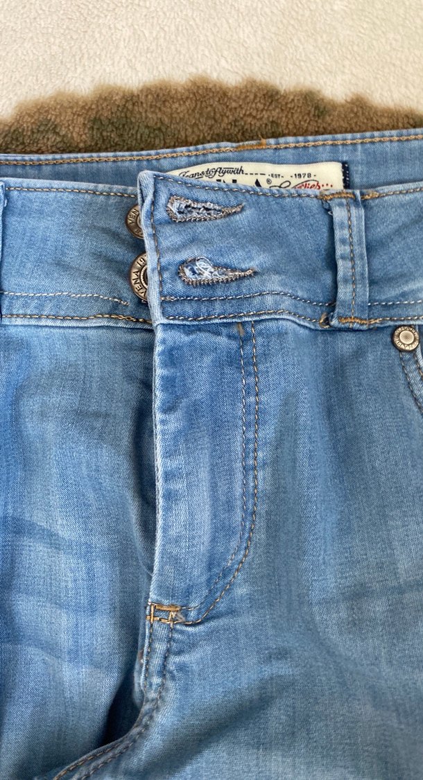 Kadın Mavi Peluş Detaylı Bol Kesim Denim Pantolon - Görsel 4