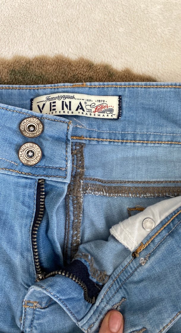 Kadın Mavi Peluş Detaylı Bol Kesim Denim Pantolon - Görsel 3