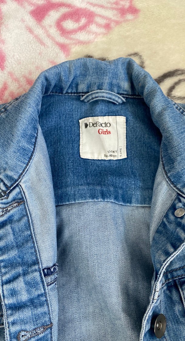 Düğmeli Mavi Denim Kadın Ceket - Görsel 2