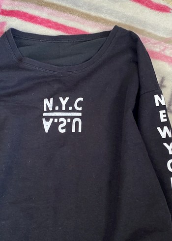 Siyah Baskılı Uzun Kollu Kadın Sweatshirt - Görsel 2