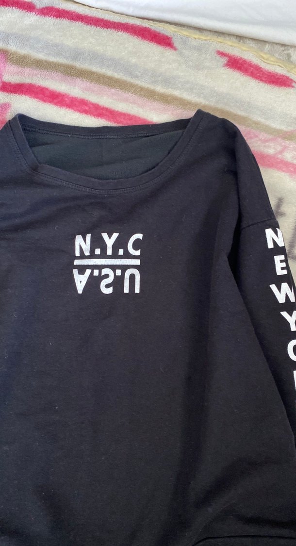 Siyah Baskılı Uzun Kollu Kadın Sweatshirt - Görsel 2