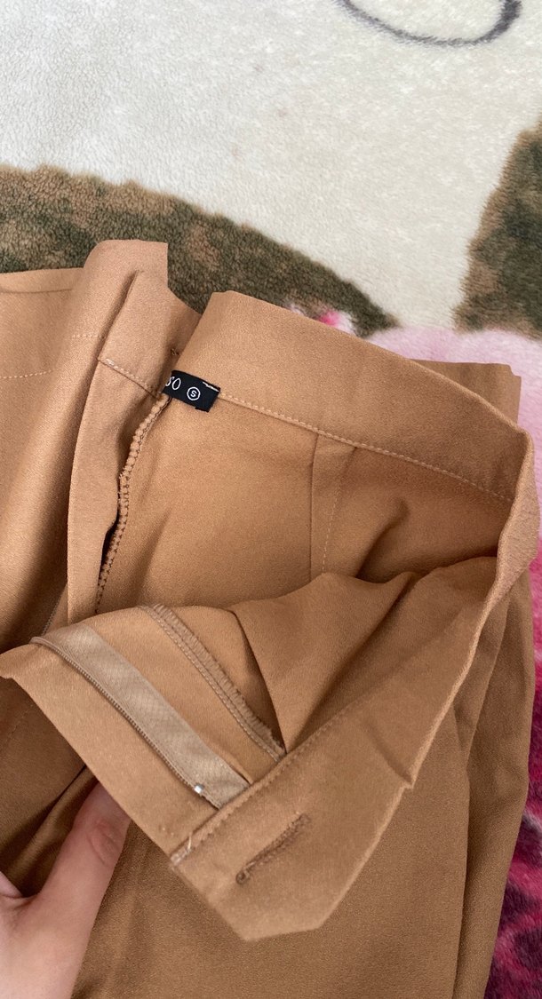 Bej Kadın Midi Kumaş Pantolon - Görsel 2