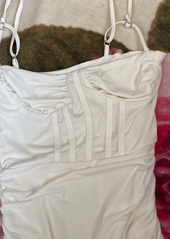 Beyaz Straplez Hamile ve Emzirme Gecelik - Görsel 2