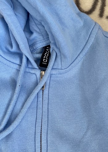 Mavi Kapüşonlu Fermuarlı Kadın Ceket - Görsel 2