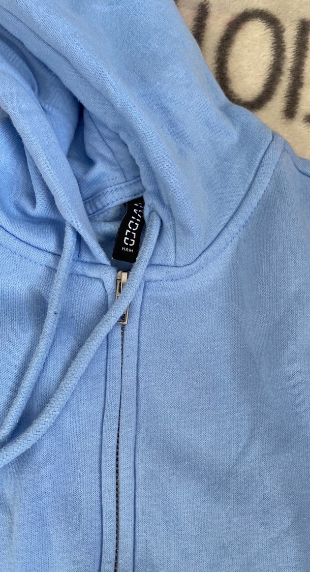 Mavi Kapüşonlu Fermuarlı Kadın Ceket - Görsel 2