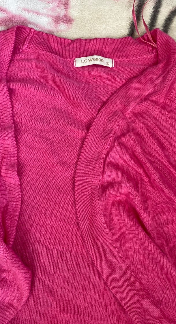 Kız Çocuk Pembe Uzun Kollu Triko Bolero - Görsel 2