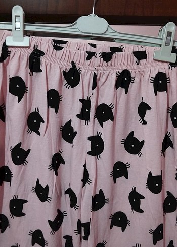 xl Beden Pembe Siyah Desenli Rahat Kadın Pijama Altı