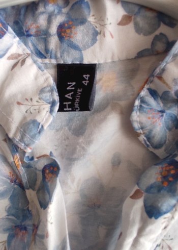 Mavi Çiçek Desenli Uzun Pamuklu Elbise - Görsel 3