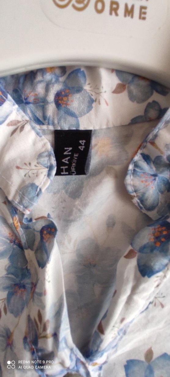 Mavi Çiçek Desenli Uzun Pamuklu Elbise - Görsel 3