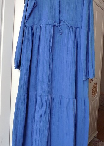 Mavi Bol Kesim Uzun Bohem Elbise - Görsel 2