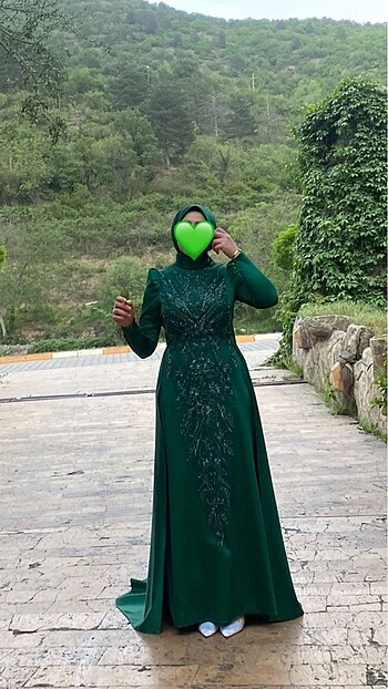 42 Beden yeşil Renk Abiye
