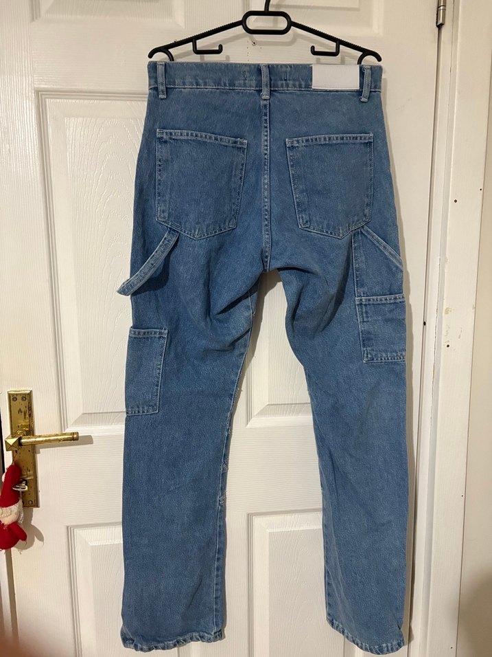 İkoa Paris Gri Mavi erkek Denim Bol Kesim Midi Pantolon — görsel 4/7