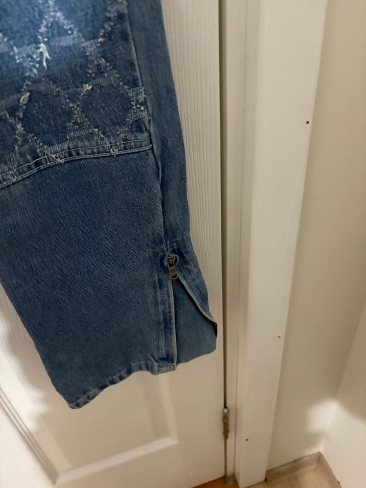 İkoa Paris Gri Mavi erkek Denim Bol Kesim Midi Pantolon — görsel 2/7