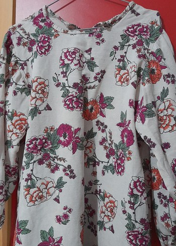 Çiçek Desenli Bohem Gri tunik - Görsel 2