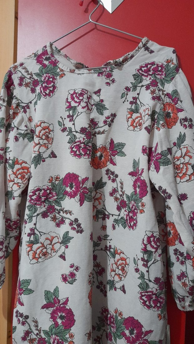 Çiçek Desenli Bohem Gri tunik - Görsel 2