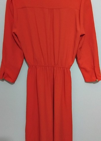 Kadın Turuncu Midi Elbise - Görsel 6