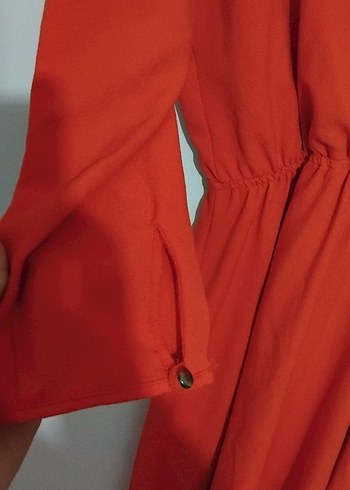 Kadın Turuncu Midi Elbise - Görsel 4