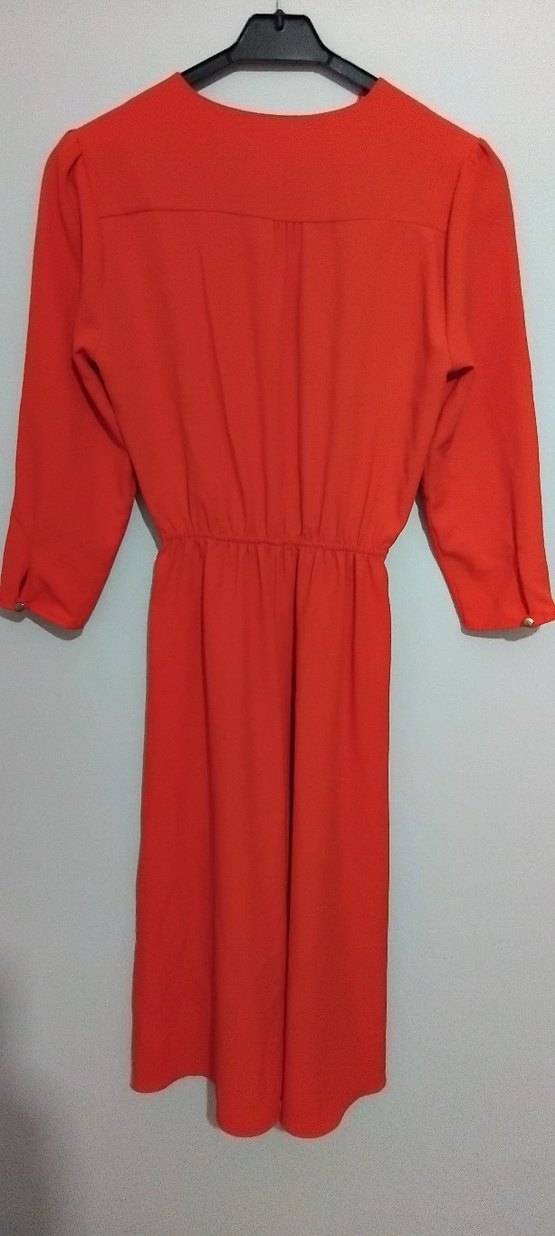 Kadın Turuncu Midi Elbise - Görsel 5