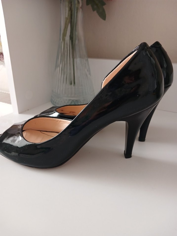 İnci Siyah Rugan Stiletto Topuklu Ayakkabı - Görsel 2