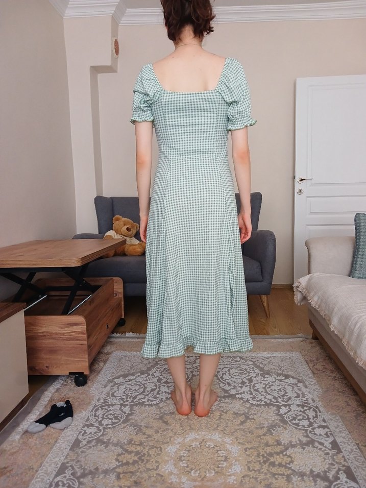 Yeşil Kareli newlook Kadın elbise - Görsel 2
