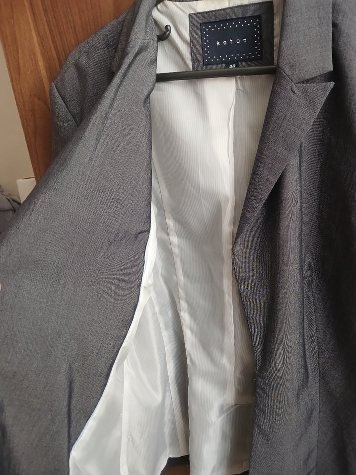 Gri Keten Kadın Blazer Ceket - Görsel 3