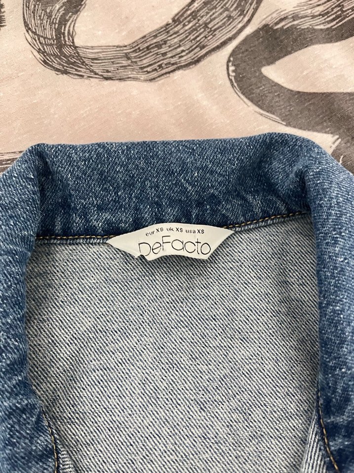 Düğmeli Mavi Kadın Denim kot Ceket - Görsel 2