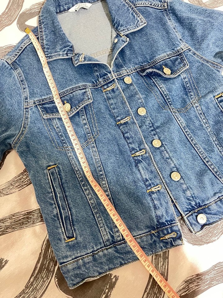 Düğmeli Mavi Kadın Denim kot Ceket - Görsel 4