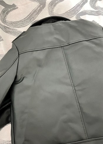Siyah Deri Biker Ceket - Görsel 4