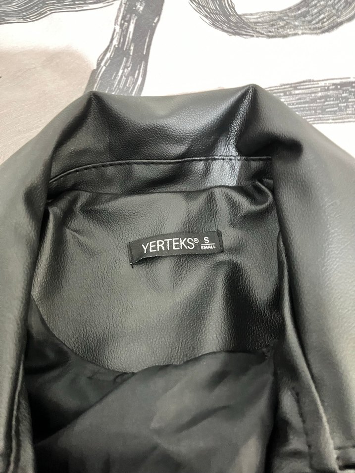 Siyah Deri Biker Ceket - Görsel 3