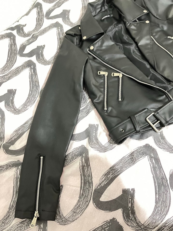 Siyah Deri Biker Ceket - Görsel 2